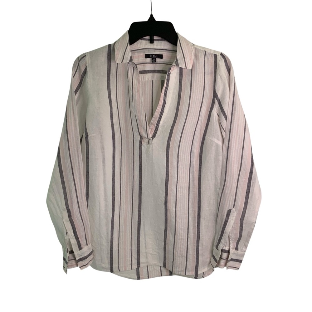 NYDJ Striped Linen Popover Tunic - Sz XS